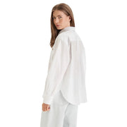 Calvin Klein Jeans women white cotton long classic shirt with relaxed fit and subtle stitching details