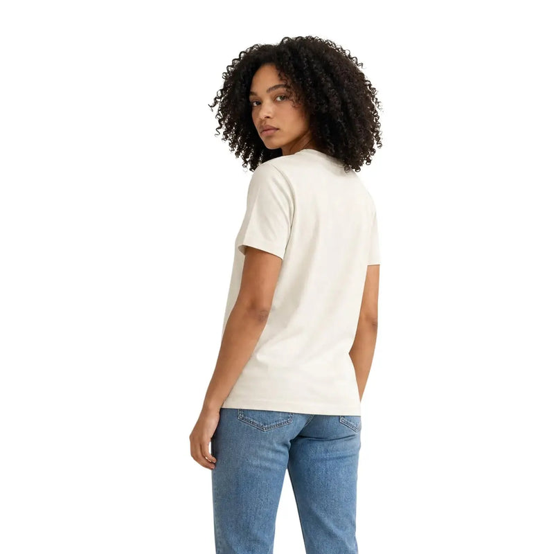 Calvin Klein Jeans women white cotton t shirt with simple round neckline and short sleeves