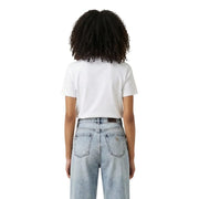 White cropped cotton t shirt with short sleeves and round neck from calvin klein jeans women collection