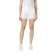 Calvin Klein Jeans women white high-waisted cotton shorts with frayed hem