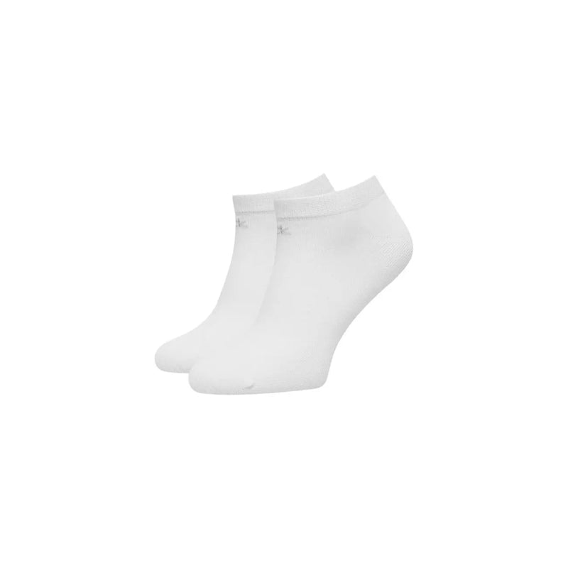 White cotton ankle socks for women by Calvin Klein Jeans featuring a subtle logo on the side for sneakers use