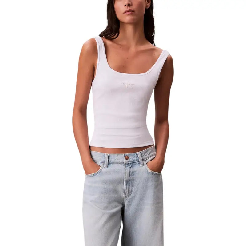 Calvin Klein Jeans Damen Weißes Baumwolltank-Top