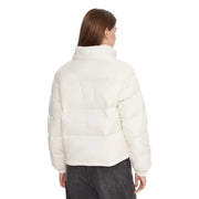 Cream-colored quilted puffer jacket with high collar and long sleeves from Calvin Klein Jeans women white hooded nylon jacket