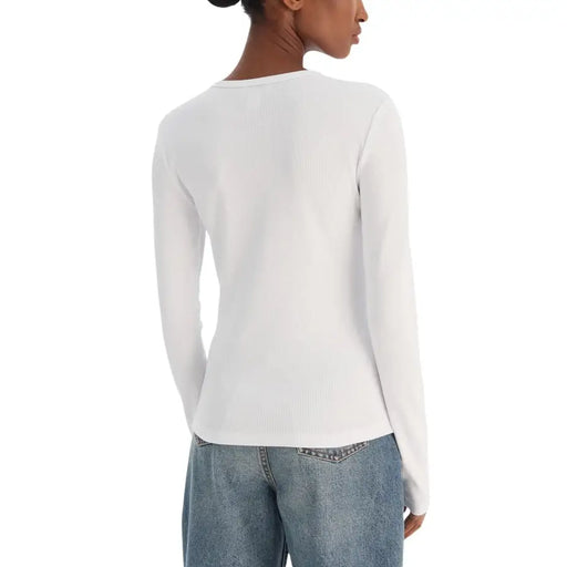 Calvin Klein Jeans weißes, geripptes Langarmshirt für Damen top