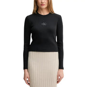 Black Calvin Klein long-sleeved organic cotton t-shirt with embroidered logo