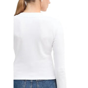 Calvin Klein Jeans women white long sleeve organic cotton t shirt with a crew neckline and fitted smooth fabric
