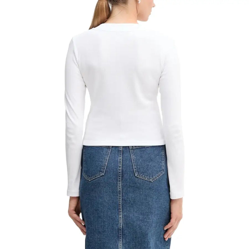 Calvin Klein Jeans women white long sleeve organic cotton t-shirt with a simple fitted design
