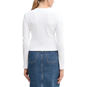 Calvin Klein Jeans women white long sleeve organic cotton t-shirt with a simple fitted design
