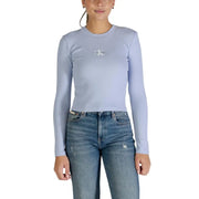Light blue Calvin Klein long-sleeved organic cotton t-shirt with embroidered logo