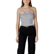 Calvin Klein Jeans women white and black striped sleeveless strapless crop top made of comfortable fabric