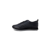 Calvin Klein men black leather sneaker with white midsole and black laces for modern style and comfort