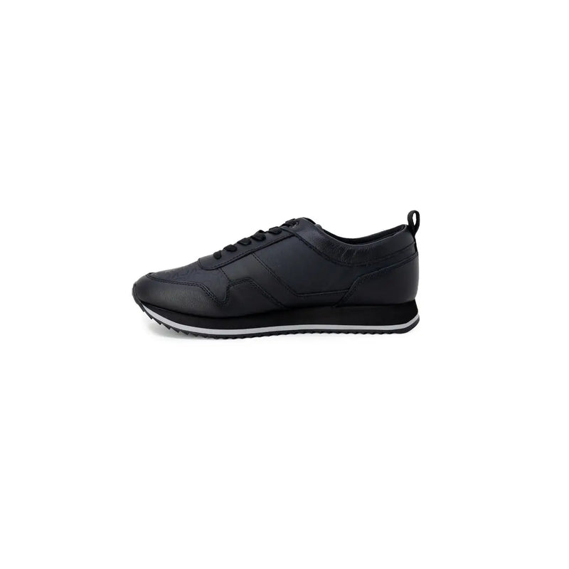 Calvin Klein men black leather sneaker with white midsole and black laces for modern style and comfort