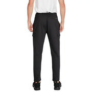 Calvin Klein men black polyester viscose blend winter trousers with sleek straight-leg cargo pants and subtle stitching details