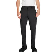 Men’s black cargo pants with dark brown shoes from Calvin Klein Winter Trousers collection