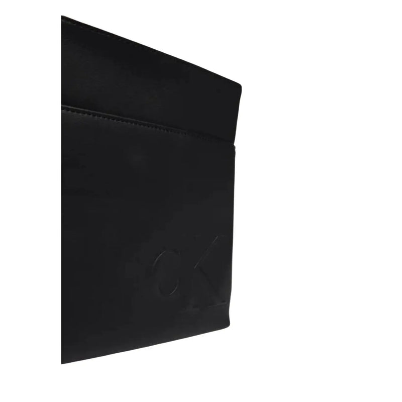 Black leather wallet with embossed logo complementing calvin klein men black polyurethane shoulder bag 19x21x4