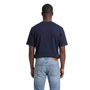 Calvin Klein men blue cotton t shirt with crew neck short sleeves and slightly cropped hem design