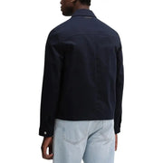 coton bleu marine foncé Calvin Klein Blazer zippé pour homme, col structuré et coutures discrètes, coupe classique