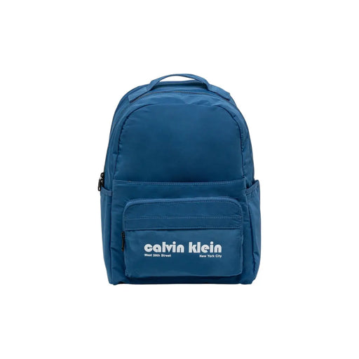 Calvin Klein Herrenrucksack, blau, mit Taschen, weißem Logo und Schriftzug aus strapazierfähigem Material, 32 x 46 x 13 cm