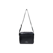 Calvin Klein men bold logo black crossbody laptop bag with sleek minimalist design and signature logo on front
