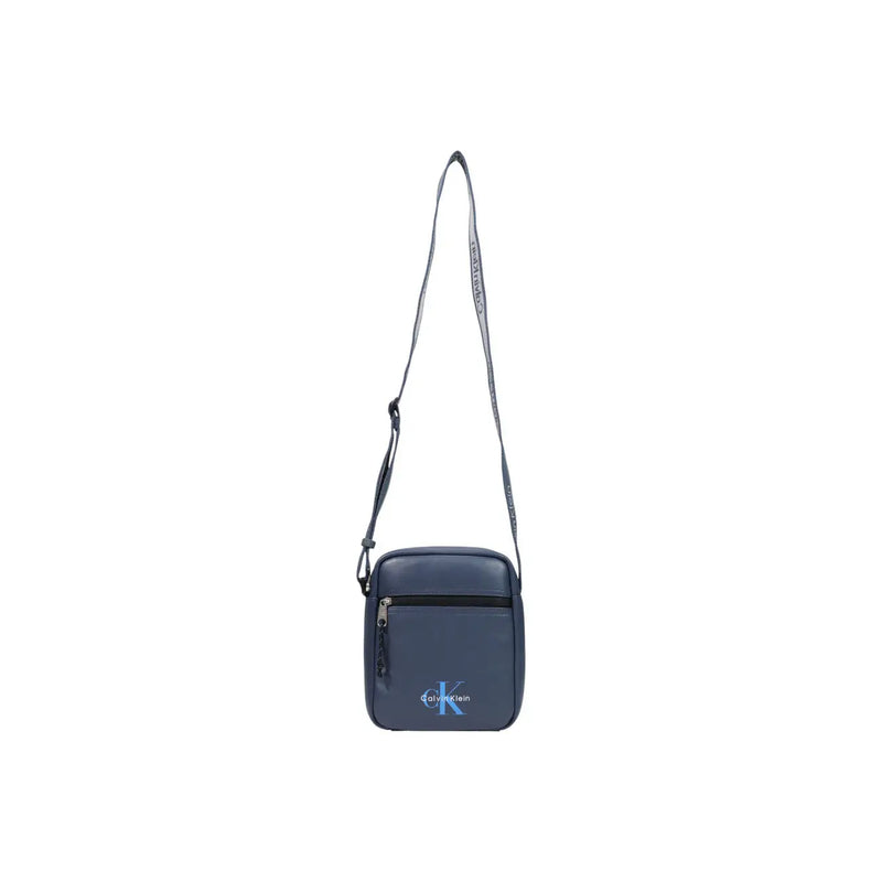 Dark blue calvin klein men bold logo webbing crossbody bag with subtle logo and adjustable strap w18cm