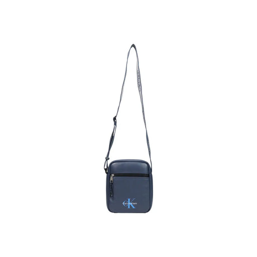 Dark blue calvin klein men bold logo webbing crossbody bag with subtle logo and adjustable strap w18cm