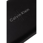 Black calvin klein men bold pouch leather wallet with embossed logo in polyurethane measuring w22cm
