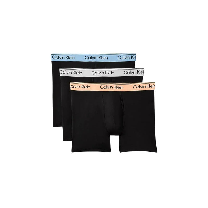Calvin Klein Herren-Boxershorts aus schwarzem Stretch-Baumwollstoff, 3er-Pack, mit elastischem Bund in Hellblau, Weiß und Pfirsichfarben