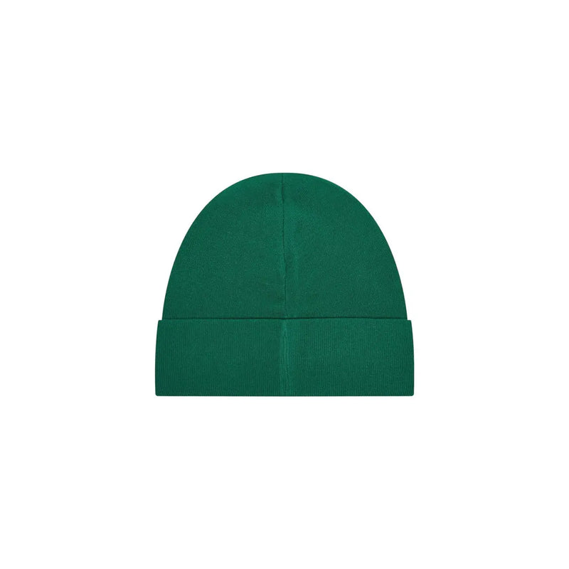Calvin klein men cap green ribbed knit beanie with folded cuff made of viscose blend for fall winter accessory
