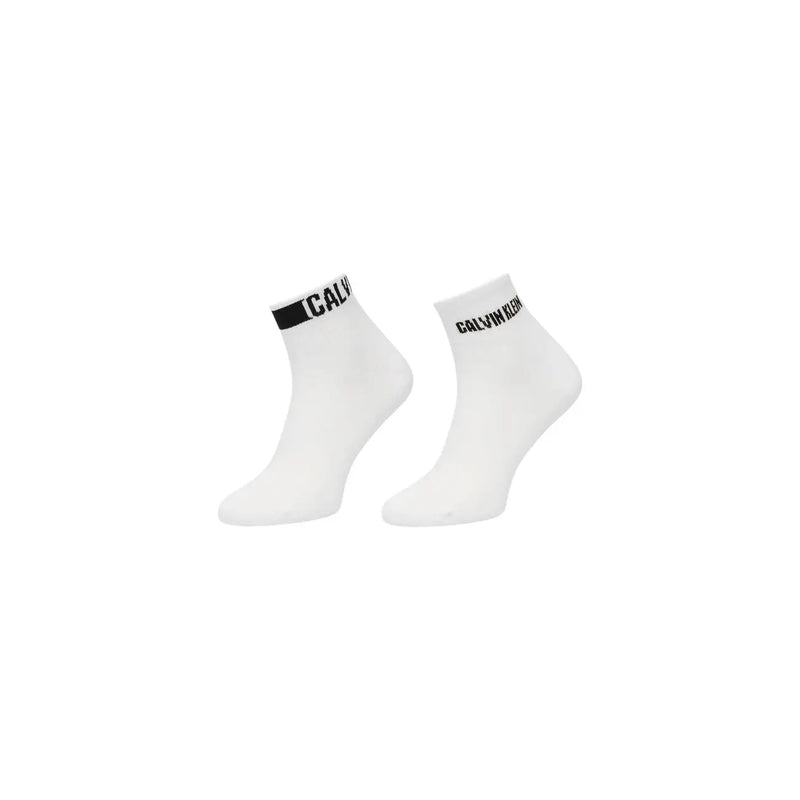White calvin klein cotton ankle socks with black logo stripe on cuff for men casual wear