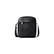 Black Calvin Klein men emblem reporter crossbody bag with embossed logo and textured leather finish W16 x H20 cm