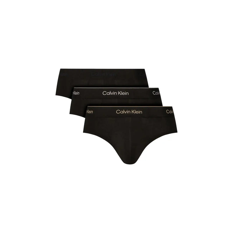 Calvin Klein Schwarze Herren-Hüftslips aus Baumwoll-Elastan mit weißem Logo-Besatz, 3er-Packung