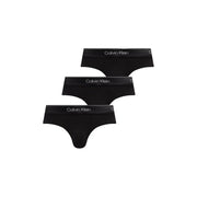 Schwarzer Calvin Klein Herren-Hüftslip aus Baumwoll-Elastan mit elegantem Design und weißem Markenlogo am Bund