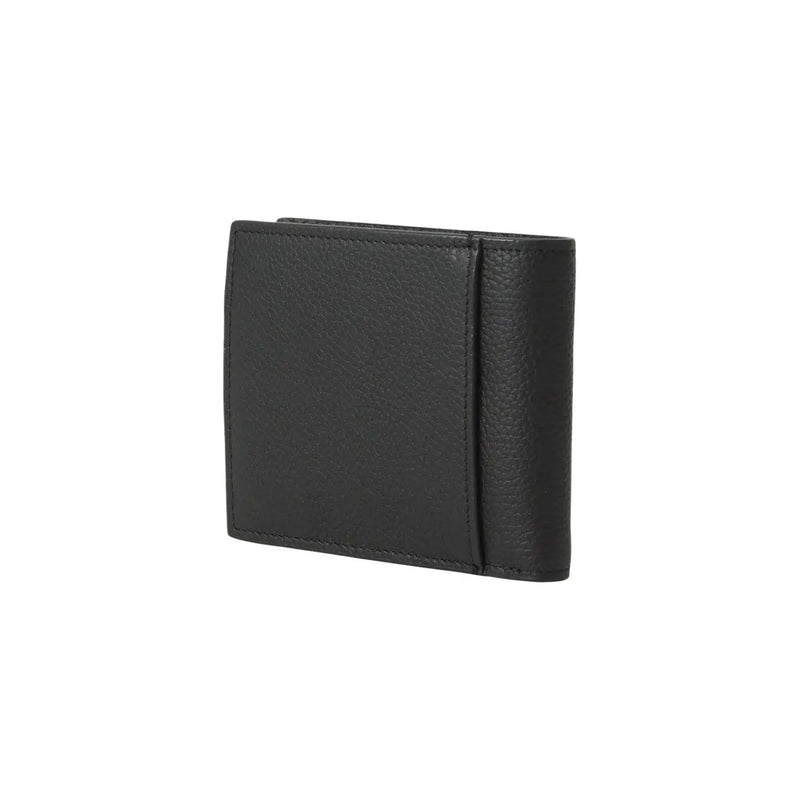 Black textured leather wallet with visible stitching along edges from Calvin Klein for men