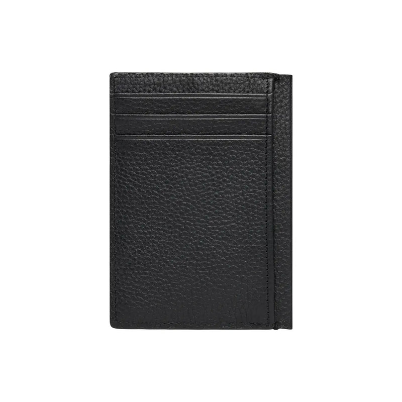 Calvin Klein men wallet black textured leather card holder with multiple slots and magnetic closure