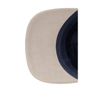 Beige and navy blue cotton snapback cap with curved brim from Calvin Klein men mixed media colorblock collection