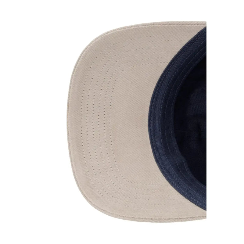 Beige and navy blue cotton snapback cap with curved brim from Calvin Klein men mixed media colorblock collection