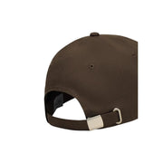 Calvin Klein men monogram baseball cap brown cotton with silver metal buckle and adjustable strap shown from the back