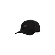 Black Calvin Klein men Monologo trucker cap with mesh back and small embroidered logo patch in cotton material