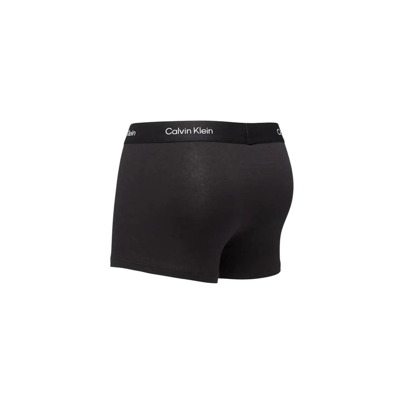 Black calvin klein boxer briefs with a sleek fitted design and contrasting white logo band for men underwear
