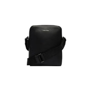 Black Calvin Klein men shoulder bag with textured polyurethane leather and adjustable crossbody strap 17x21x7 cm