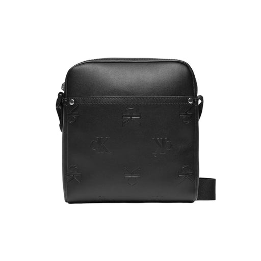 Schwarze Calvin Klein Herren-Schultertasche aus strukturiertem Polyurethanleder mit geprägtem Logomuster (B 18 x H 21 cm)