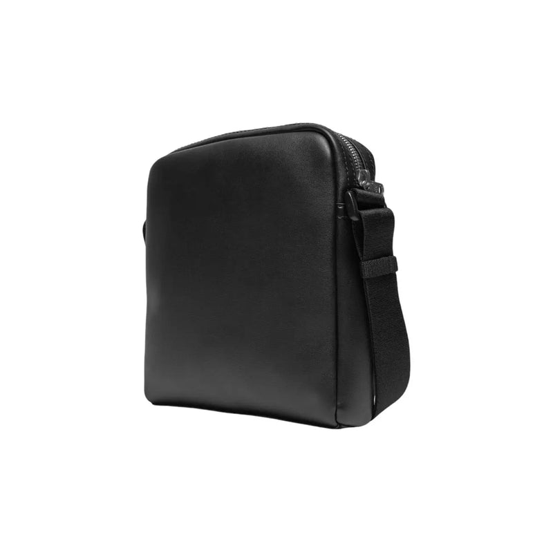 Calvin Klein men black leather crossbody bag with zipper closure and adjustable strap measuring W18 x H21 cm