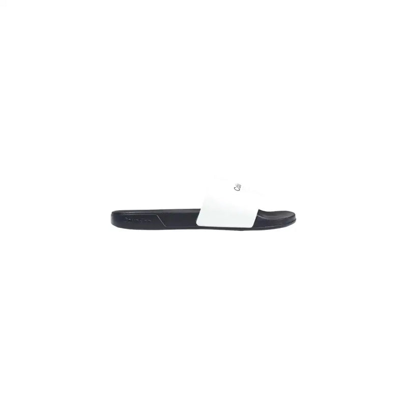 Calvin klein men slippers black open toe slide sandal with minimalist design made of polyurethane