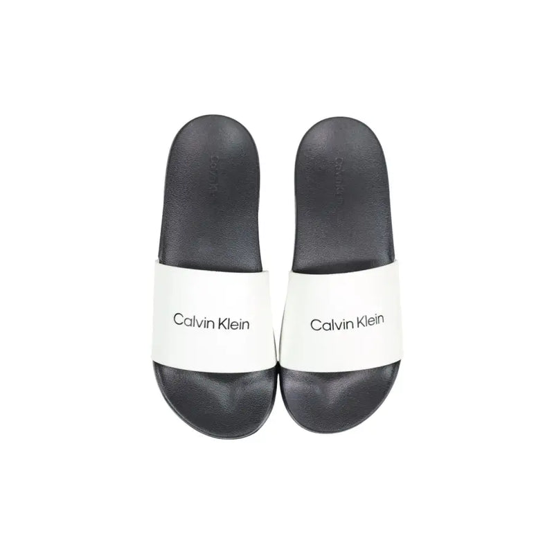 Calvin klein men slippers black open toe slide sandals with minimalist design made of polyurethane