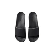 Black calvin klein men slippers with open toe design, polyurethane material, and signature logo on the strap