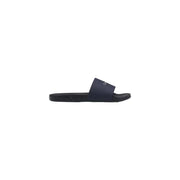Calvin klein men slippers black polyurethane dark navy blue slip-on slide with minimalist design and white logo on strap