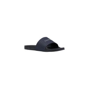 Calvin Klein men slippers black polyurethane slide sandal with minimalist design and subtle white logo on strap