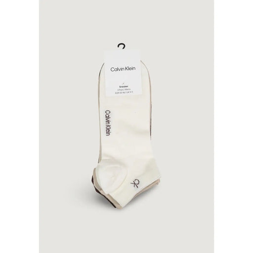 Calvin Klein men off-white sneaker socks with black trim and logo for comfortable everyday wear