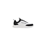 Calvin Klein men sneakers in white and black featuring a sleek modern design with polyester lace up material