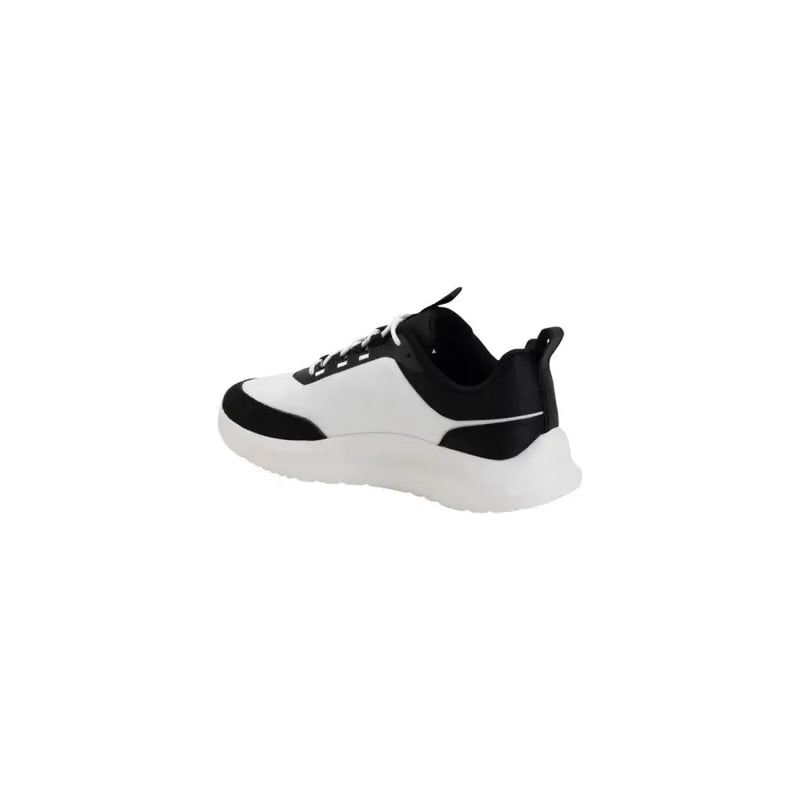 Calvin Klein men sneakers black and white polyester lace up shoes with chunky sole for athletic use